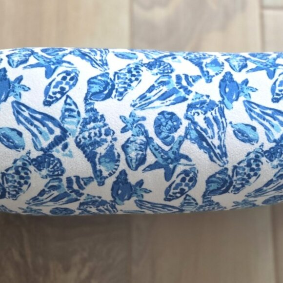 Lilly Pulitzer Blue and White Beach Sehell Bolster Pillow Shell Collector - Picture 2 of 3